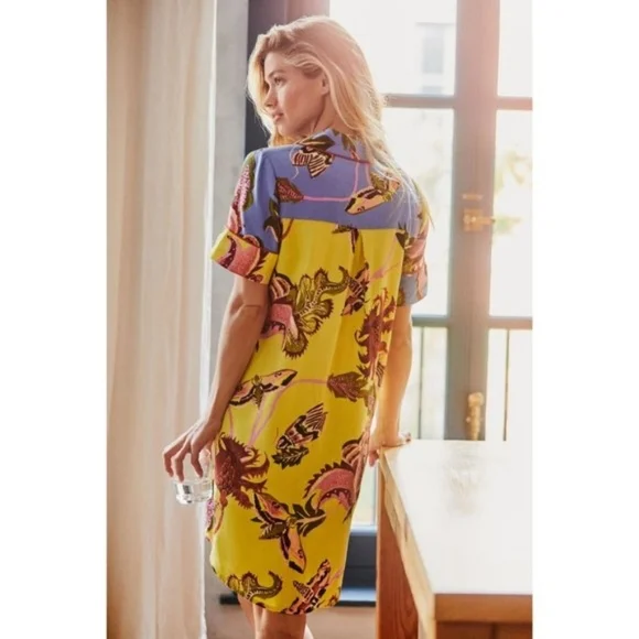 💘 NWOT Anthropologie Raphael Balme short sleeve mixed floral print sleep dress - Picture 2 of 8